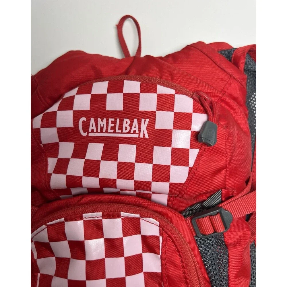CamelBak Mini M.U.L.E. Kids Hydration Backpack Red White Checkered Zip 1.5 L